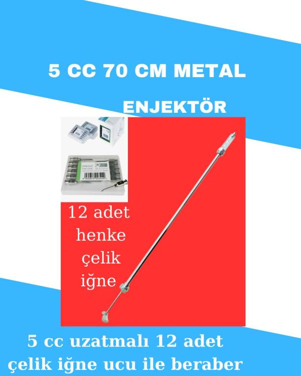 5 cc Uzatmalı Enjektör 70cm Metal Gövde 12li iğne Seti Henke 14G