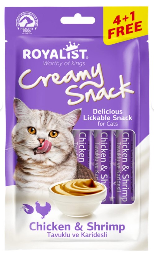 Royalist Creamy Snack-chicken & Shrimp Tavuklu Ve Karidesli Kedi Ödül Maması 5 X 20 PAKET